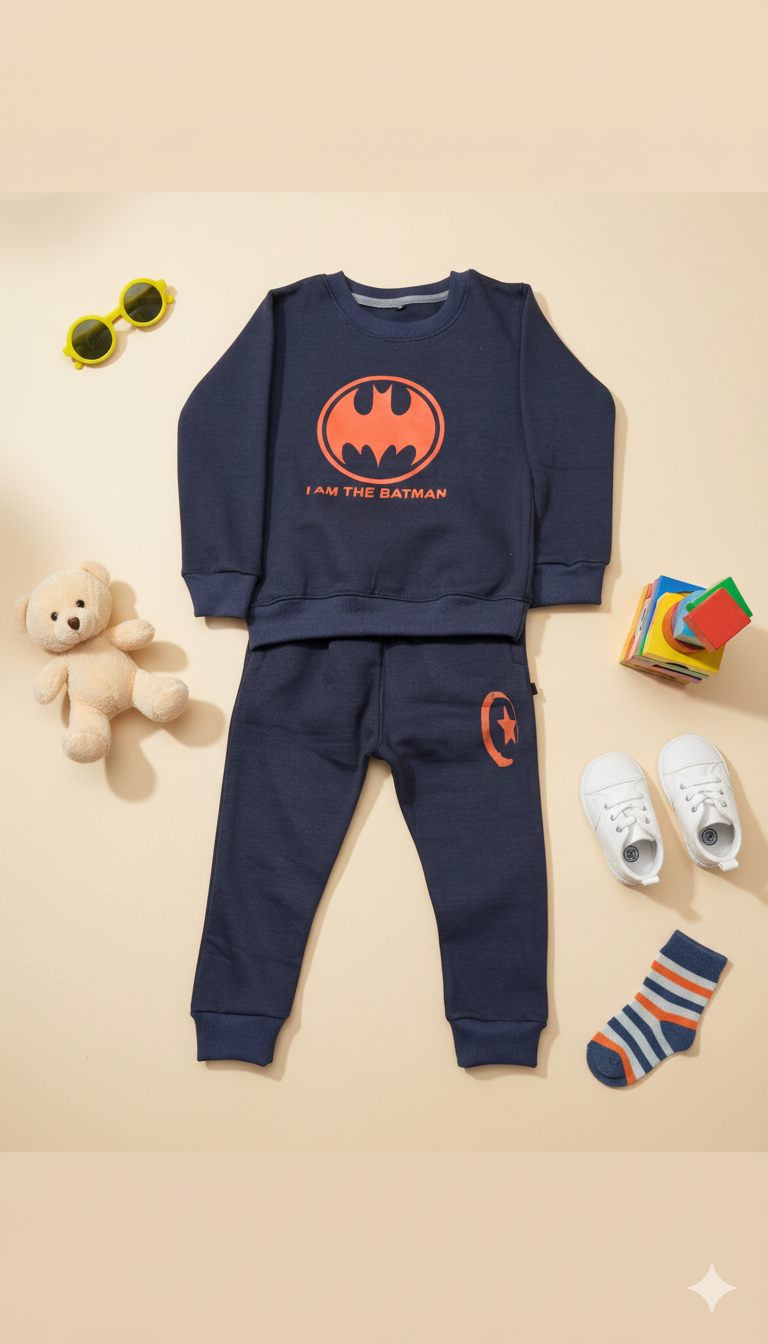 Kidsaura – Navy Blue Batman Graphic Fleece Tracksuit for Boys