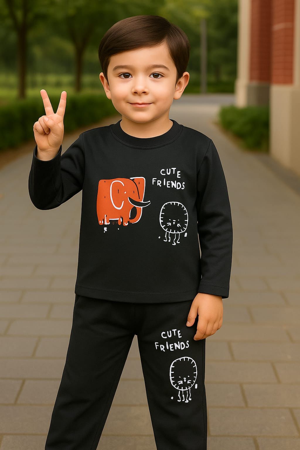 KIDS ELEPHAT PRINTED TRACKSUIT