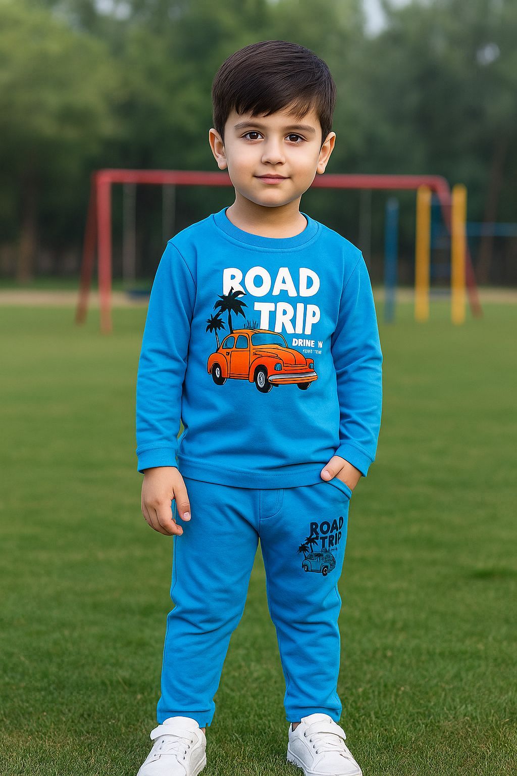 Road Trip Car Print Kids Premium Winter Tracksuit"