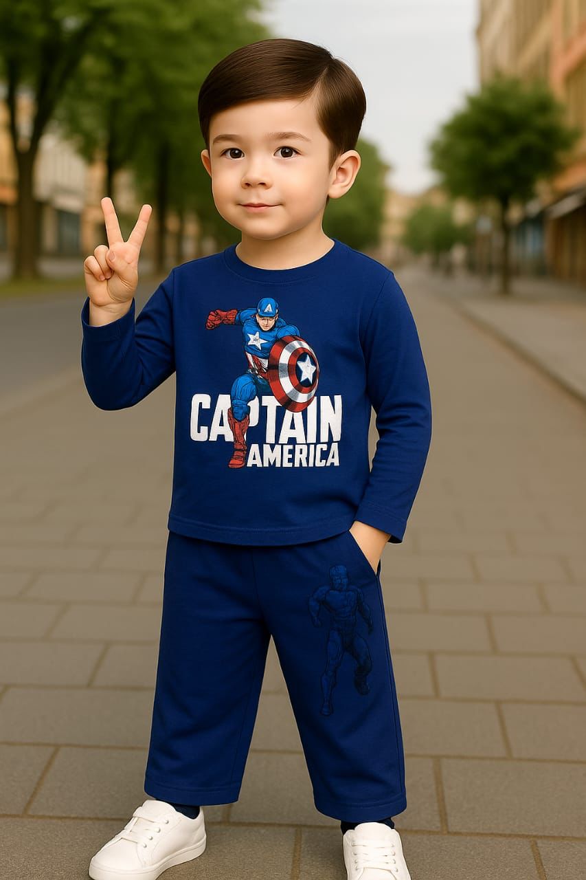 Navy Blue Captain America Kids Suit