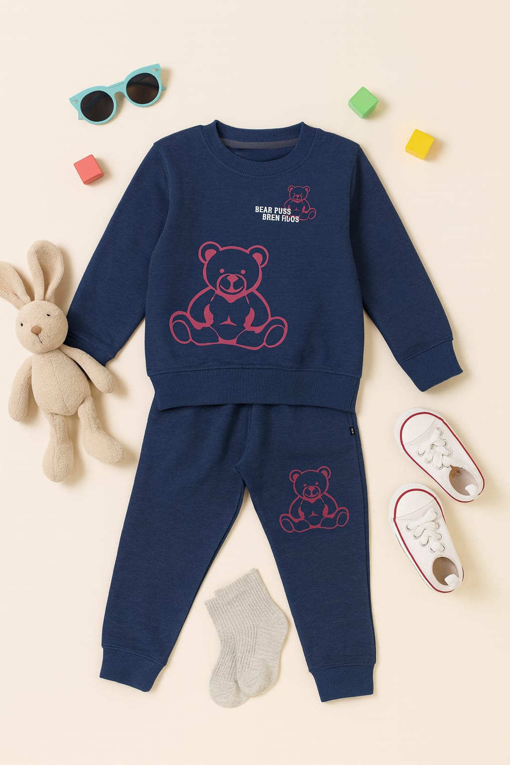 Soft & Warm Bear Print Tracksuit”