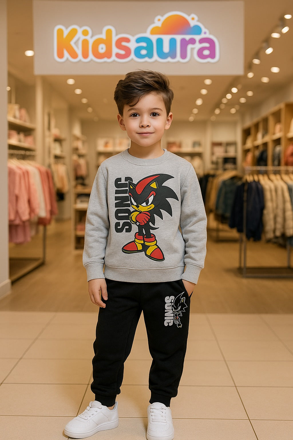 Grey Shadow Sonic Kids Tracksuit Set